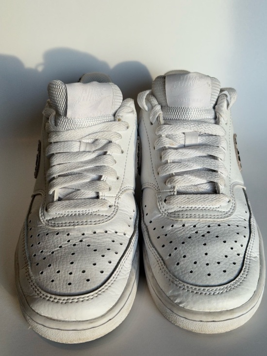 Nike Women's Court Vision Low — White with Leopard Swoosh - Picture 7 of 9